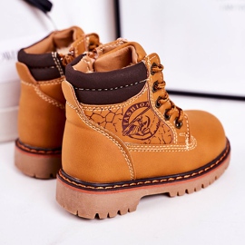 Linshi Botas cálidas para niños Trappers sobre suela de goma Caramel Bobby marrón amarillo 3