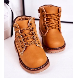 Linshi Botas cálidas para niños Trappers sobre suela de goma Caramel Bobby marrón amarillo 4