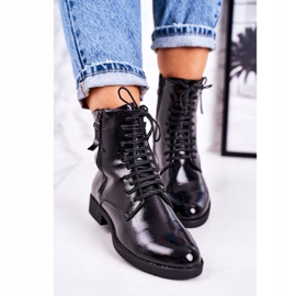 PJ1 Botas Calientes Mujer Clásicas Lacado Negro Simplicidad 4