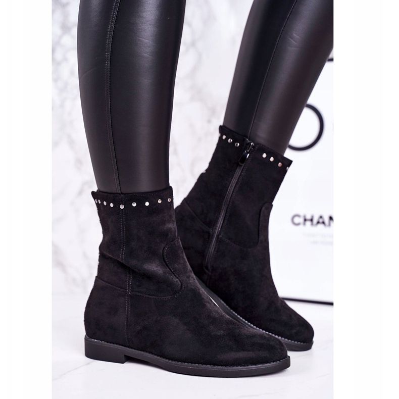 PJ1 Botas de mujer negras con aislamiento y ante con pedrería Performance negro 2