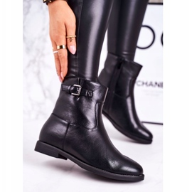PJ1 Botas de mujer negras hasta la mitad con hebilla negro 1