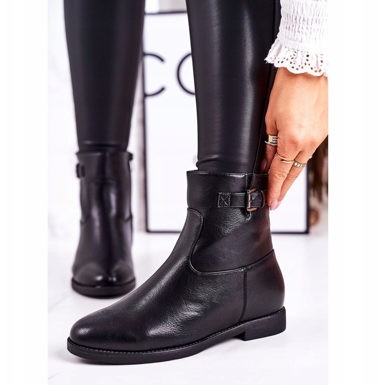 PJ1 Botas de mujer negras hasta la mitad con hebilla negro 2 PJ1 Botas de mujer negras hasta la mitad con hebilla negro 2