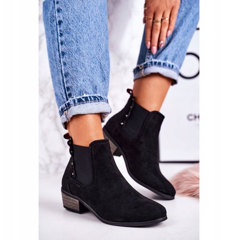 PJ1 Botas Chelsea clásicas para mujer Botas Walker negras de gamuza negro 1