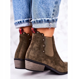 PJ1 Botas Chelsea clásicas para mujer Botas Walker de gamuza verde oscuro caqui 4