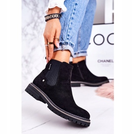 PJ1 Botas Chelsea cálidas para mujer Botas de viajero de ante negras negro 3