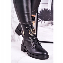 SEA Botas cálidas para mujer Workers Gold Buckle Black Vera negro 4