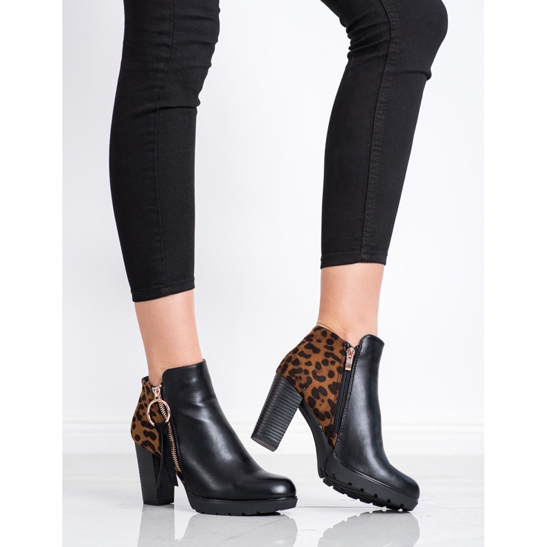 Goodin Botas cálidas con estampado de leopardo marrón negro 1 Goodin Botas cálidas con estampado de leopardo marrón negro 1