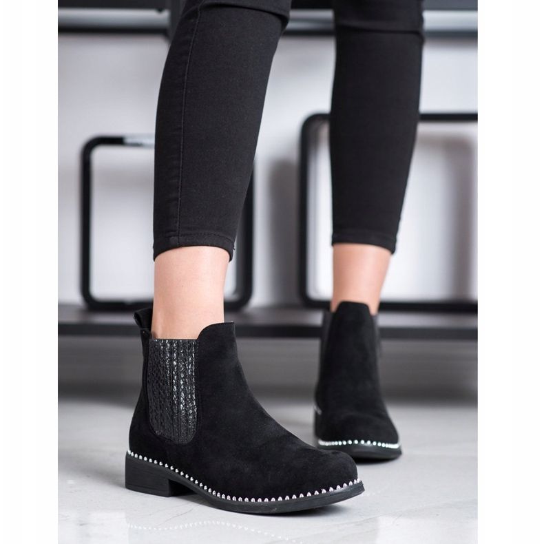 SHELOVET Botas Chelsea con estilo negro 1