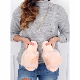 Pantuflas con pelo rosa claro CK107P L.PINK rosado 2