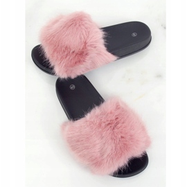 Pantuflas con pelo rosa sucio CK107P D.PINK rosado 1 Pantuflas con pelo rosa sucio CK107P D.PINK rosado 1