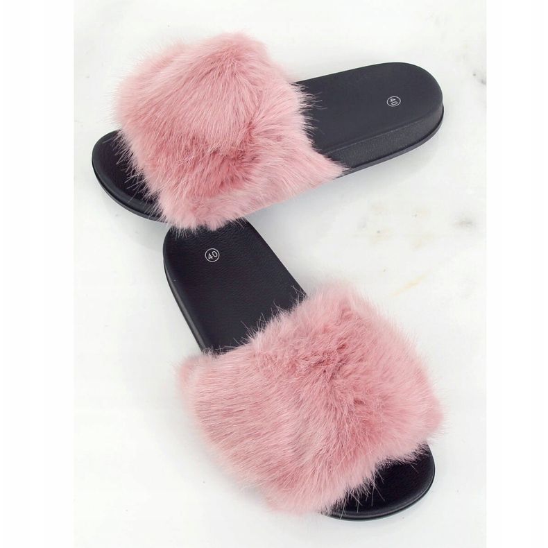 Pantuflas con pelo rosa sucio CK107P D.PINK 1