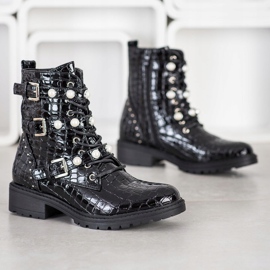 Super Me Estampado Serpiente Trabajadores Lacado negro 1