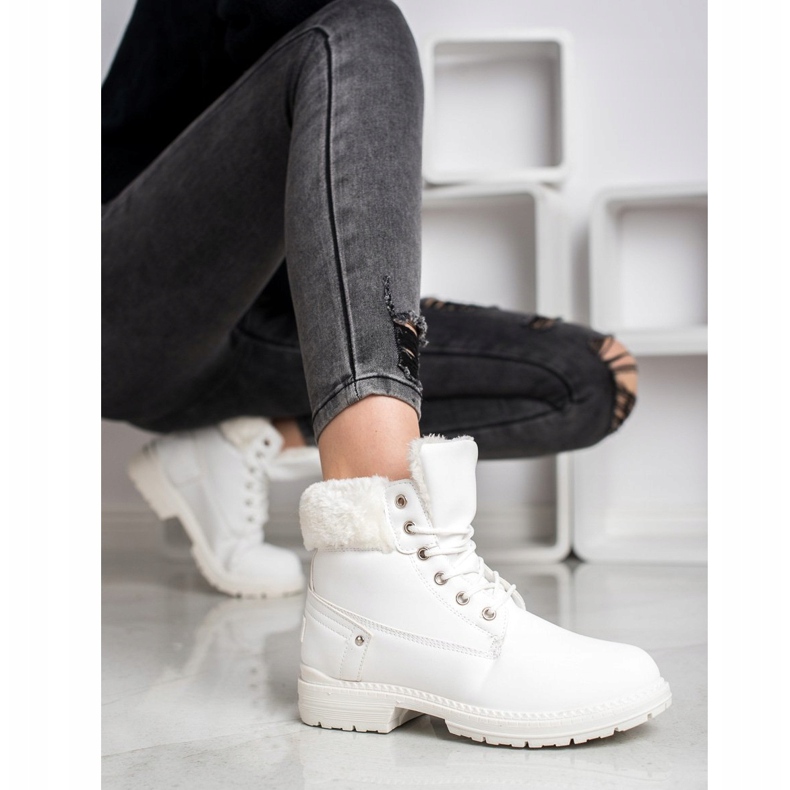 SHELOVET Botas de montaña con piel blanco 2