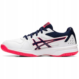 Zapatillas de mujeres Asics Court Slide blanco-azul marino-rosa 1042A030 112 rosado 1