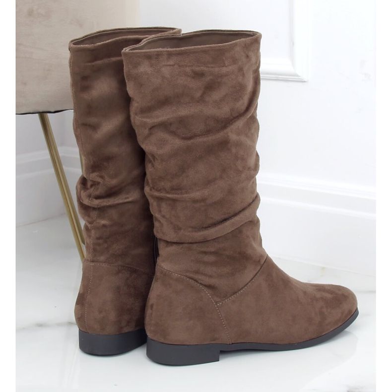 Botas de mujer tacón plano J19-92 Caqui verde 2