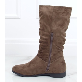 Botas de mujer tacón plano J19-92 Caqui verde 3