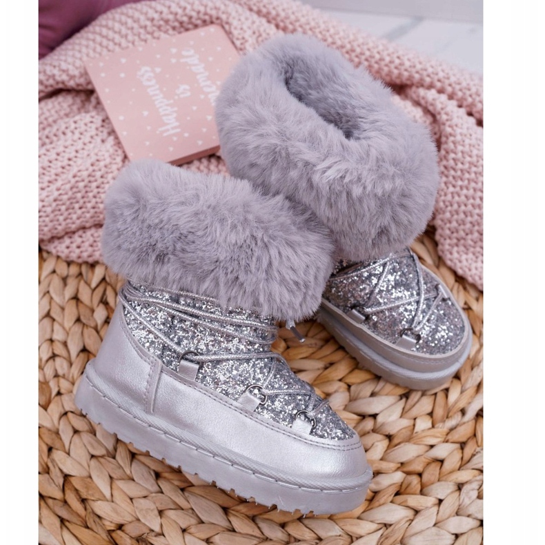 FRROCK Botas de nieve cálidas para niños con piel Silver Nicola plata 2