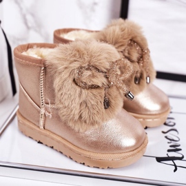 Botas de nieve para niños con piel Aurora Dorada Rosa rosado dorado 1