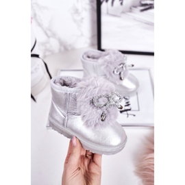 Botas de nieve para niños con piel Silver Aurora plata 2