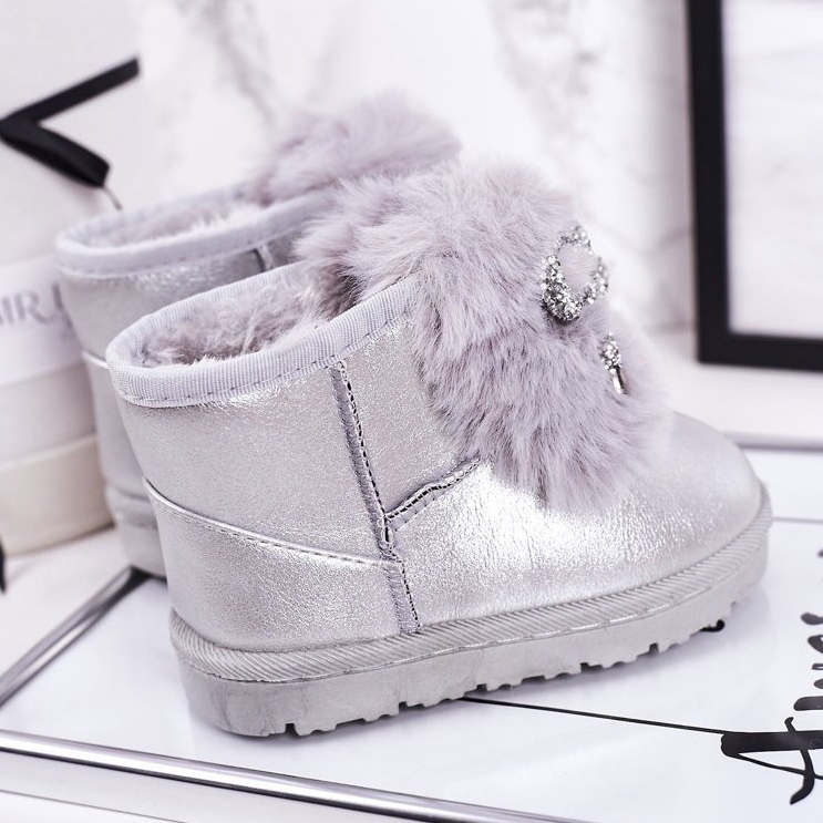 Botas de nieve para niños con piel Silver Aurora plata 1