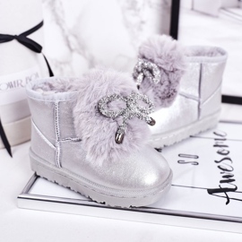 Botas de nieve para niños con piel Silver Aurora plata 3