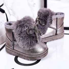 Botas de nieve para niños con piel Aurora gris oscuro 2