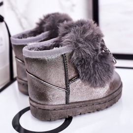Botas de nieve para niños con piel Aurora gris oscuro 3