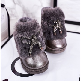 Botas de nieve para niños con piel Aurora gris oscuro 4