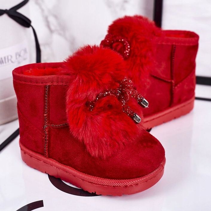 Botas de nieve para niños con piel de ante rojo Amelia 1 Botas de nieve para niños con piel de ante rojo Amelia 1
