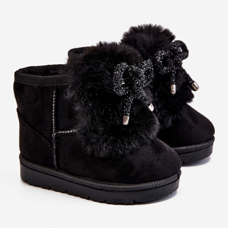 Botas de nieve para niños negras con piel de ante Amelia negro 1