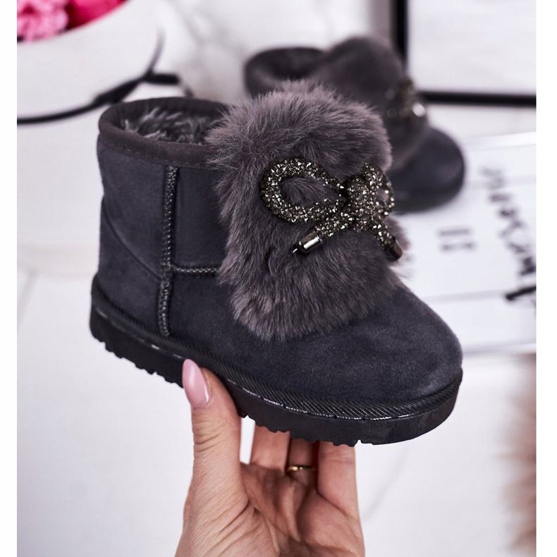 Botas de nieve para niños con piel de ante gris Amelia 1