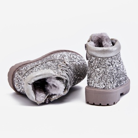 Botas cálidas de brocado para niños Trappers Silver Mermaid plata 2