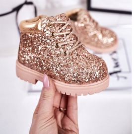 Botas cálidas de brocado para niños Trappers Pink Gold Mermaid rosado dorado 2