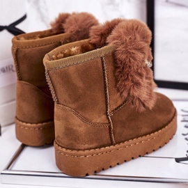 Botas de nieve cálidas para niños con piel de ante caramelo Amelia marrón 3