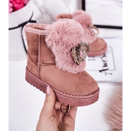 Botas de nieve para niños con piel de ante rosa Amelia 1