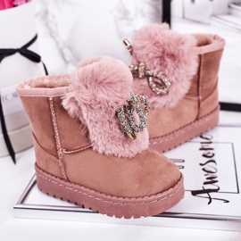 Botas de nieve para niños con piel de ante rosa Amelia rosado 2