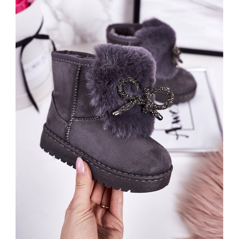 Botas de nieve para niños con piel de ante gris Amelia 1