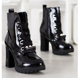 Super Mode Botas de moda lacadas negro 2