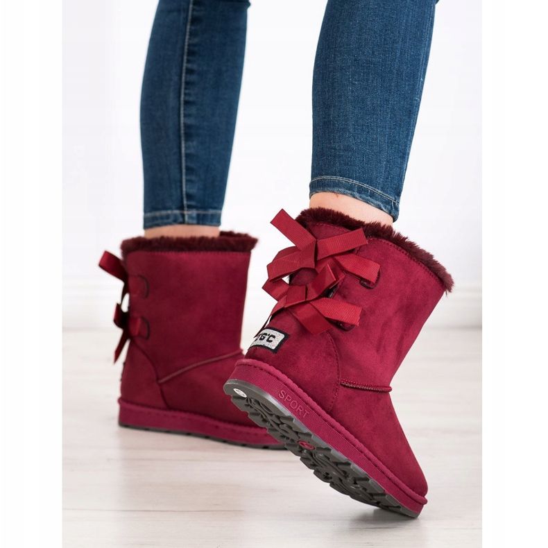 Bona Mukluki granate con lazos rojo 1