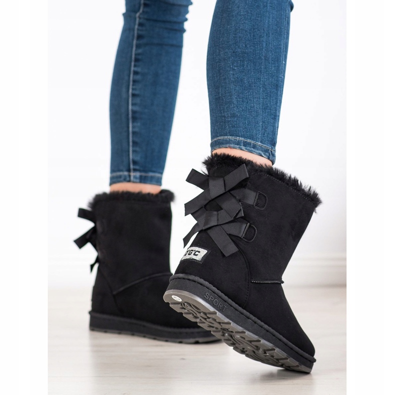 Bona Mukluki negro con lazos 1 Bona Mukluki negro con lazos 1