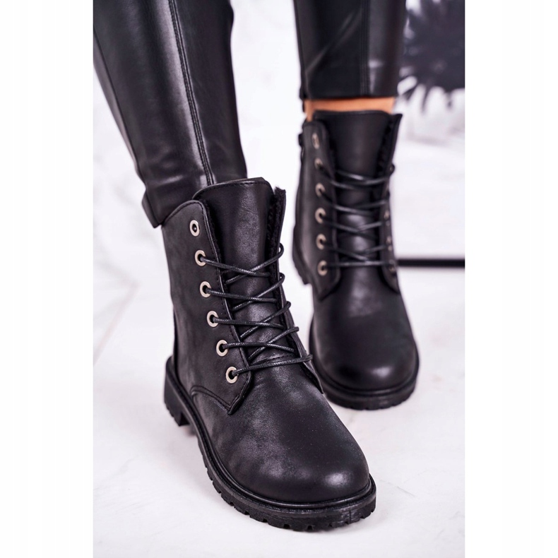Botas de trabajo para mujer calentadas con piel Black Mia negro 2