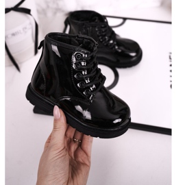 FRROCK Botas para niños Botas lacadas cálidas Negro Ammy 2