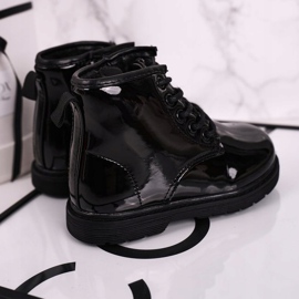 FRROCK Botas para niños Botas lacadas cálidas Negro Ammy 1
