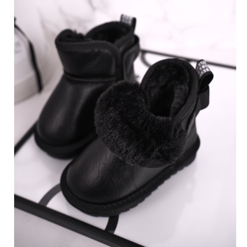 Apawwa Botas de nieve para niños negras con piel Black Charlotte negro 1