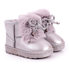 Botas de nieve para niños con piel Silver Aurora plata 4
