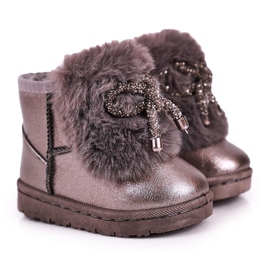 Botas de nieve para niños con piel Aurora gris oscuro 5
