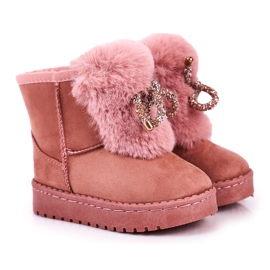Botas de nieve para niños con piel de ante rosa Amelia rosado 4
