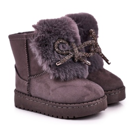 Botas de nieve para niños con piel de ante gris Amelia 4
