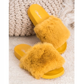 Bona Chanclas de moda con piel amarillo 3