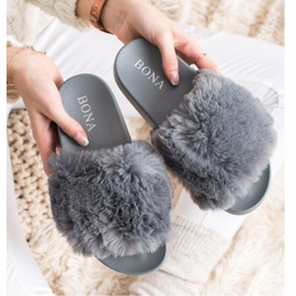 Bona Chanclas de moda con piel gris 2